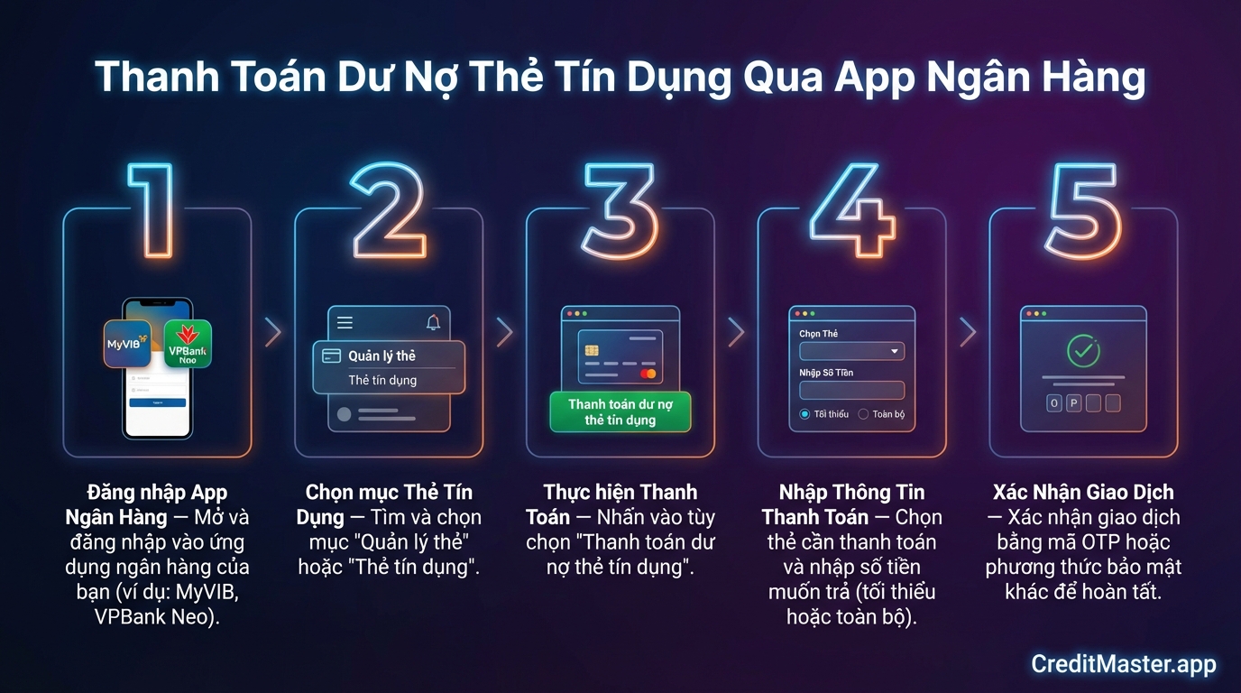 Infographic: thanh toán dư nợ thẻ tín dụng